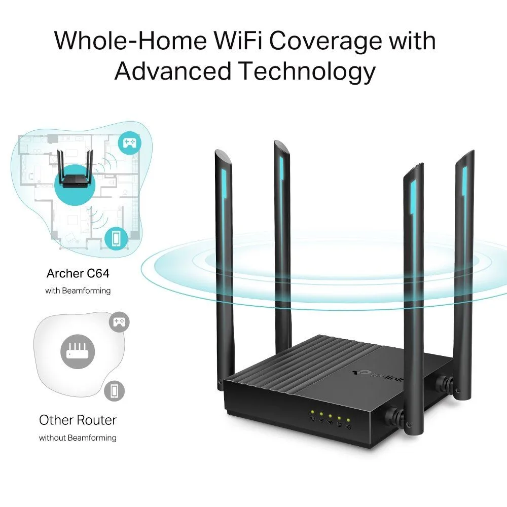 TP-Link AC1200 Dual Band Full Gigabit Router - Archer C64