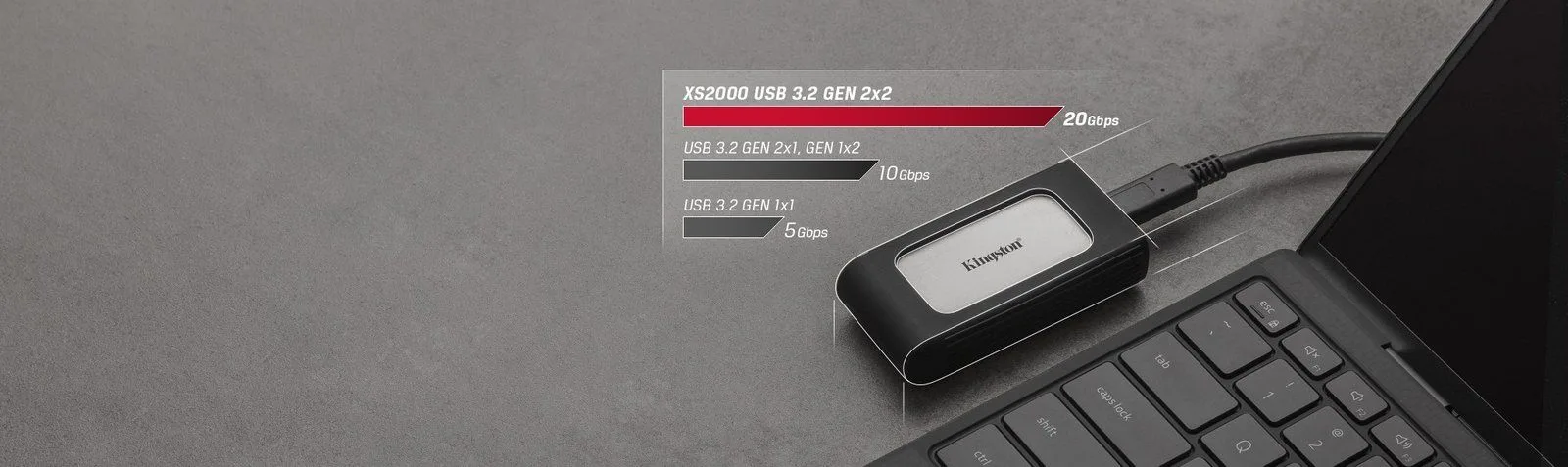 قرص SSD خارجي Kingston XS2000 سعة 1TB بحجم الجيب USB 3.2 Gen 2 Type-C
