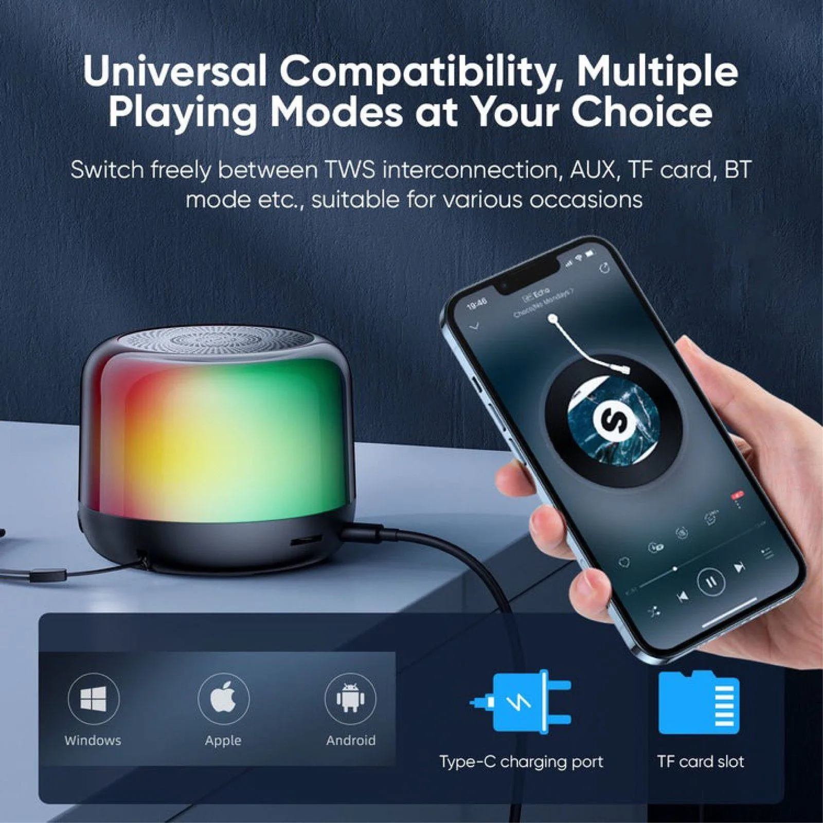 سماعة لاسلكية Joyroom شفافة بإضاءة RGB