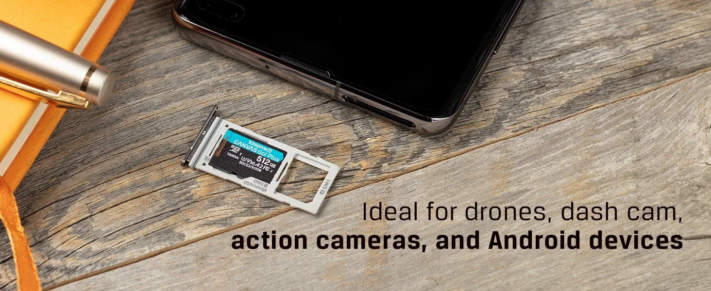 Kingston 512GB Memory Card MicroSDXC Canvas Go Plus 170MB/s UHS-I A2 C10 U3 V30 + Adaptor