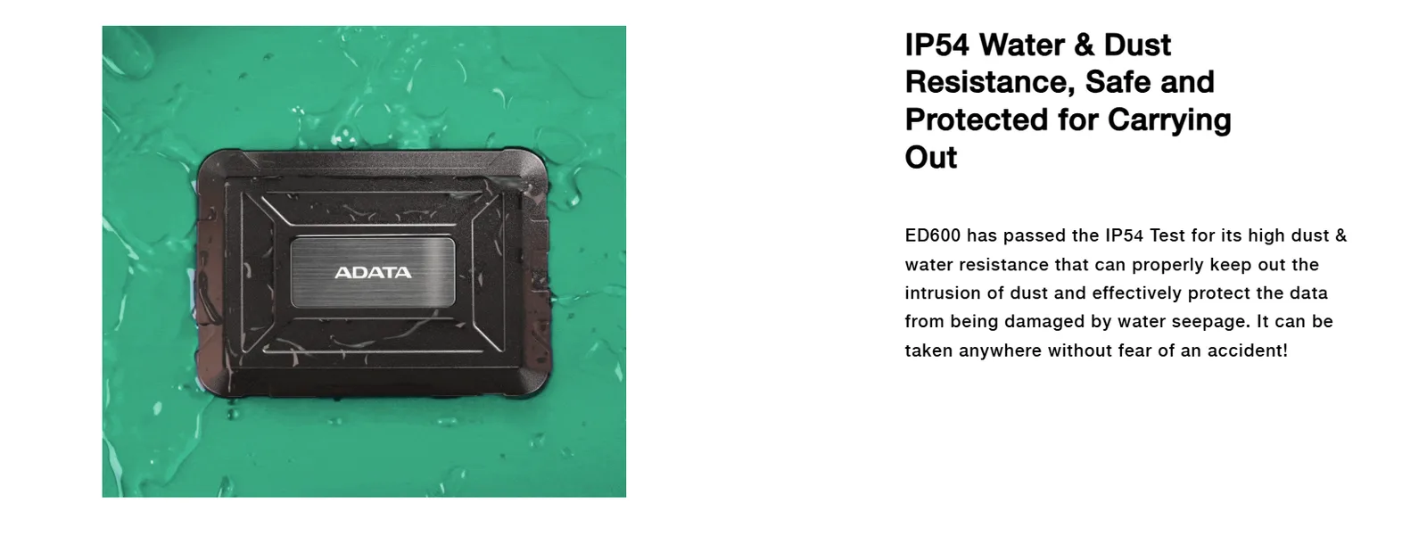 ADATA ED600 SSD/HDD Enclosure Tool-Free Easy Swap IP54 Waterproof Shockproof Dust Proof 2.5" USB 3.1