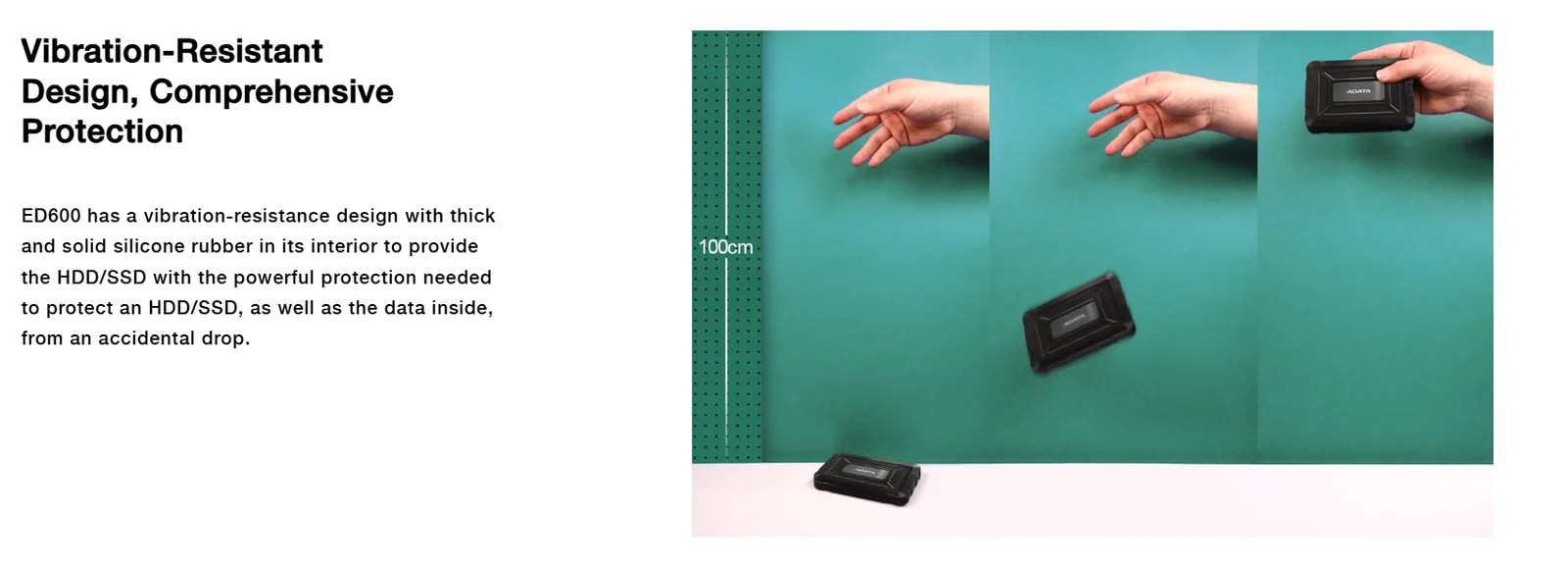 ADATA ED600 SSD/HDD Enclosure Tool-Free Easy Swap IP54 Waterproof Shockproof Dust Proof 2.5" USB 3.1