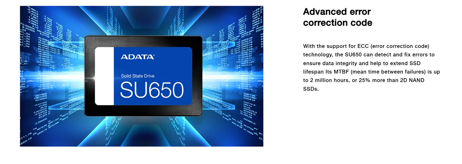 قرص SSD داخلي ADATA Ultimate SU650 سعة 240GB بواجهة SATA مقاس 2.5 بوصة