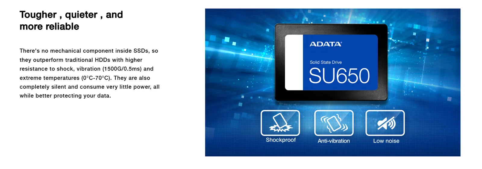 قرص SSD داخلي ADATA Ultimate SU650 سعة 240GB بواجهة SATA مقاس 2.5 بوصة