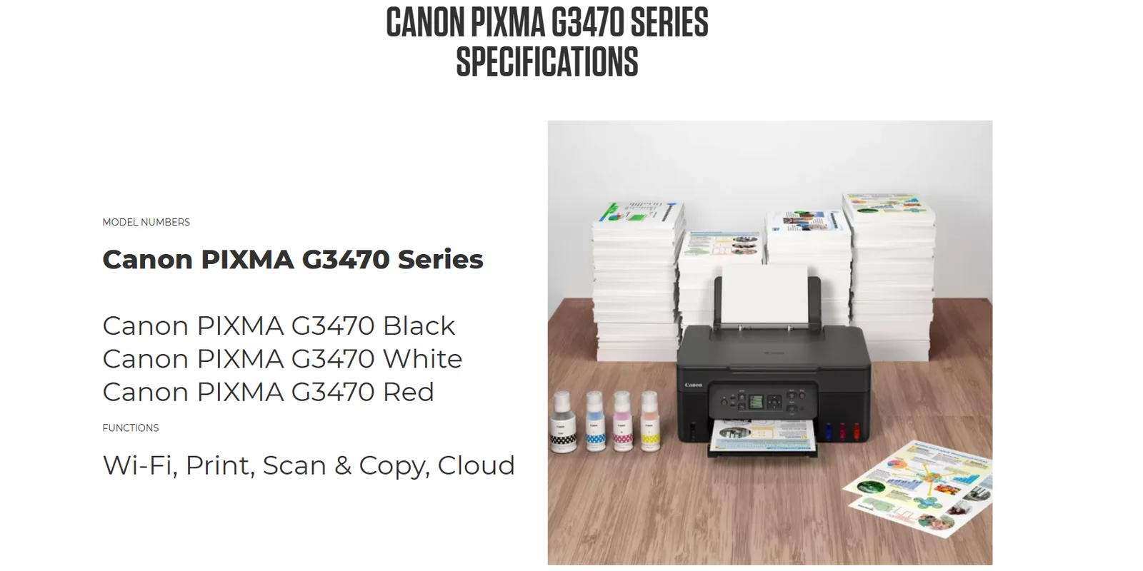 CANON PIXMA G3470 MegaTank Wireless BLACK & COLOR 3-in-1 Printer - BLACK COLOR