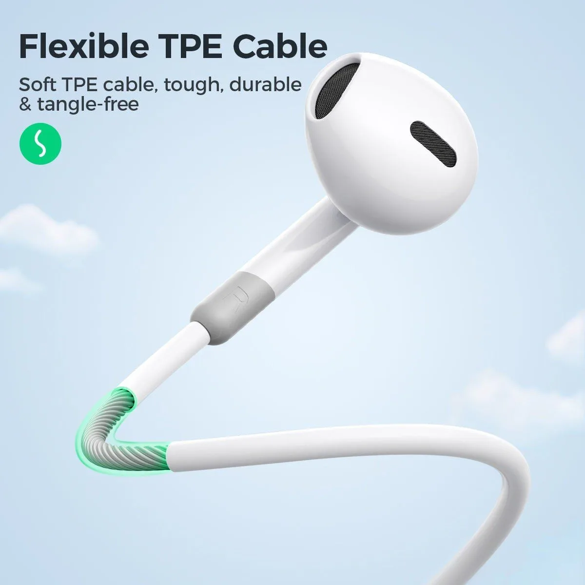 Joyroom Half in-Ear Wired Earphones - White