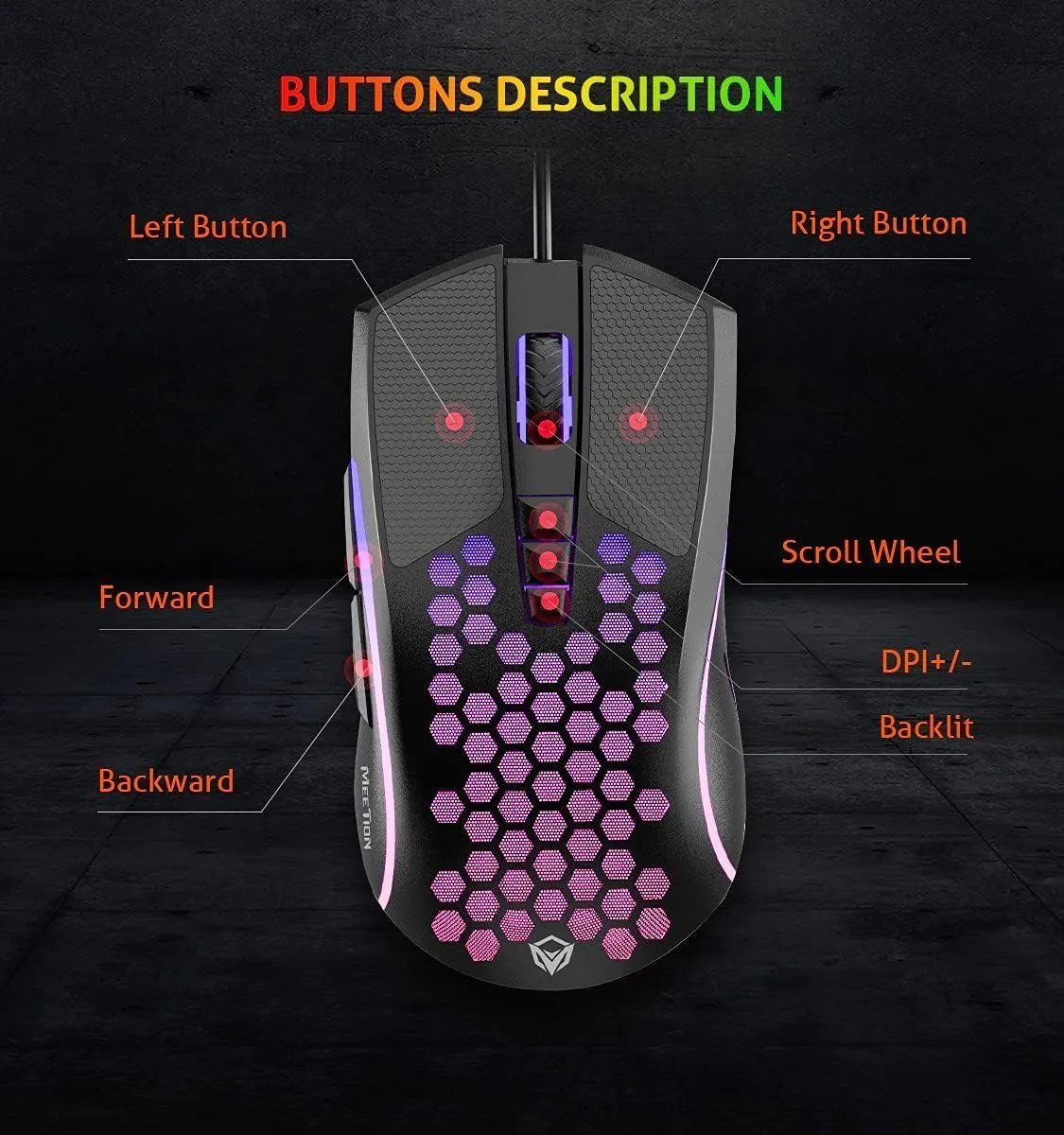 Meetion GM015 RGB Backlight Gaming Mouse