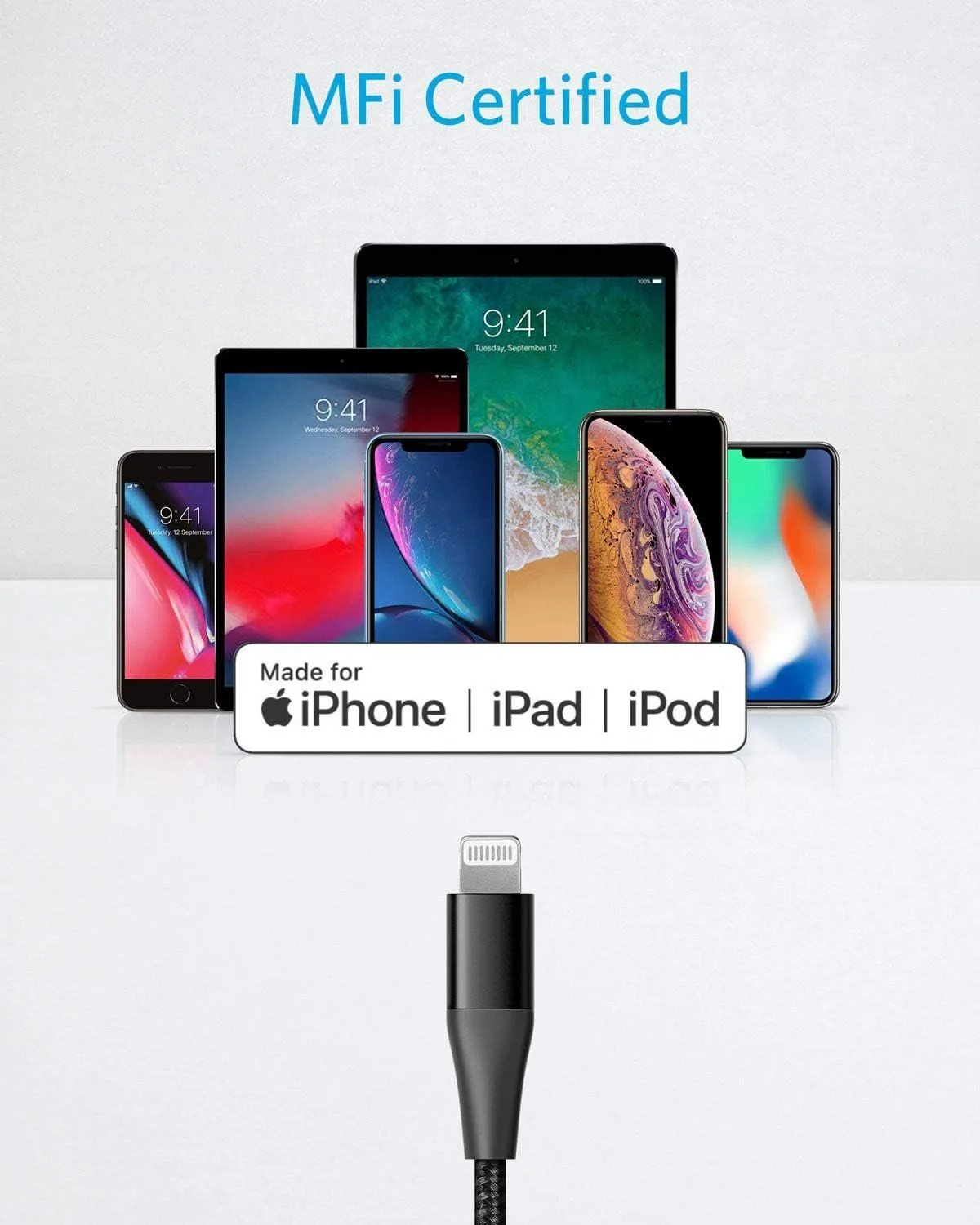 Anker PowerLine+ II USB C to Lightning Cable Braided Nylon Fast Charging 6ft/1.8m Cable