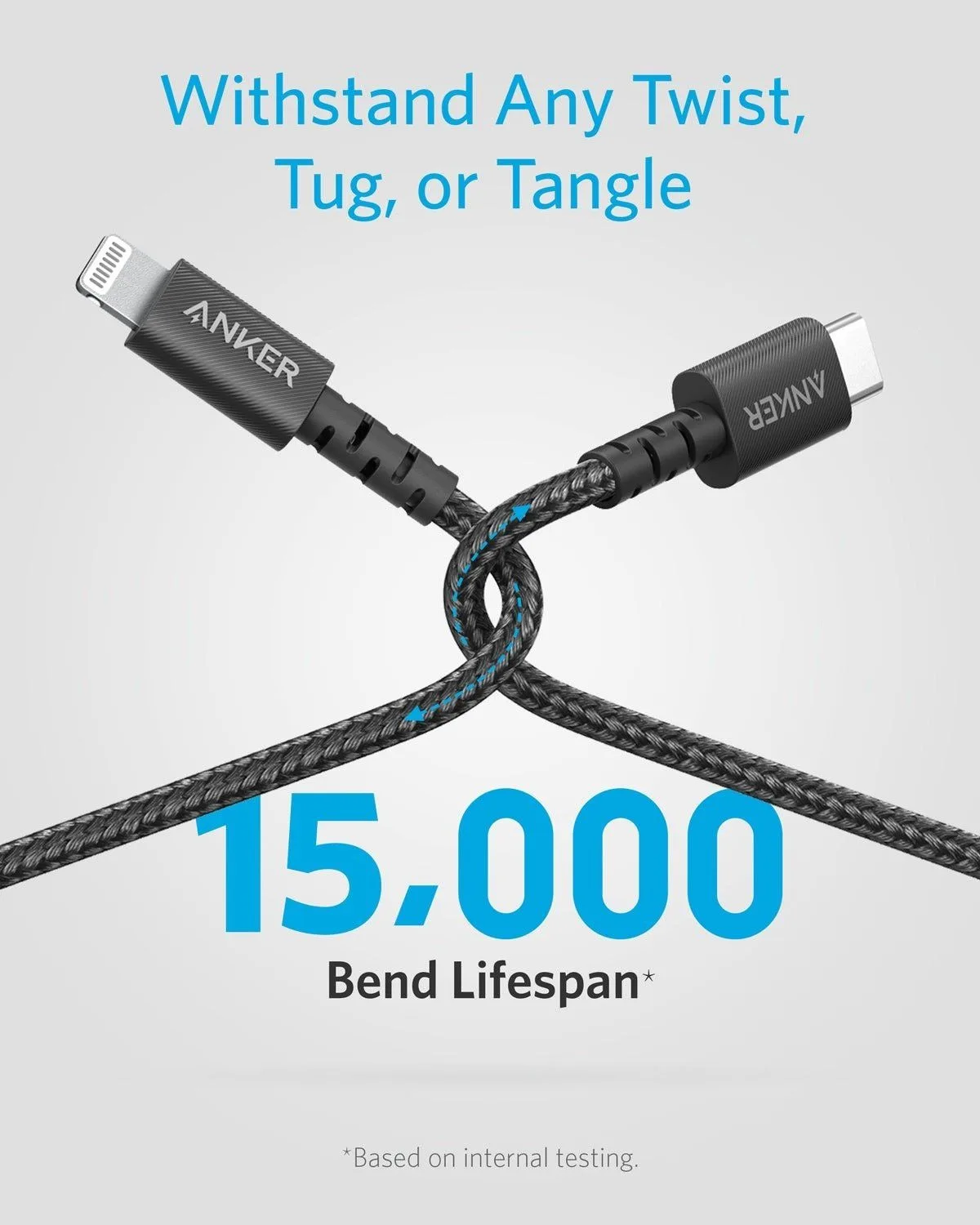 كابل Anker PowerLine Select+ من USB-C إلى Lightning من النايلون المتين - 1.8 متر