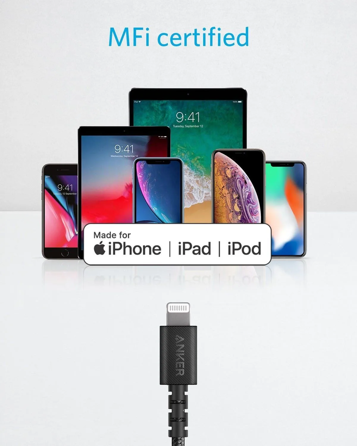 كابل Anker PowerLine Select+ من USB-C إلى Lightning من النايلون المتين - 1.8 متر