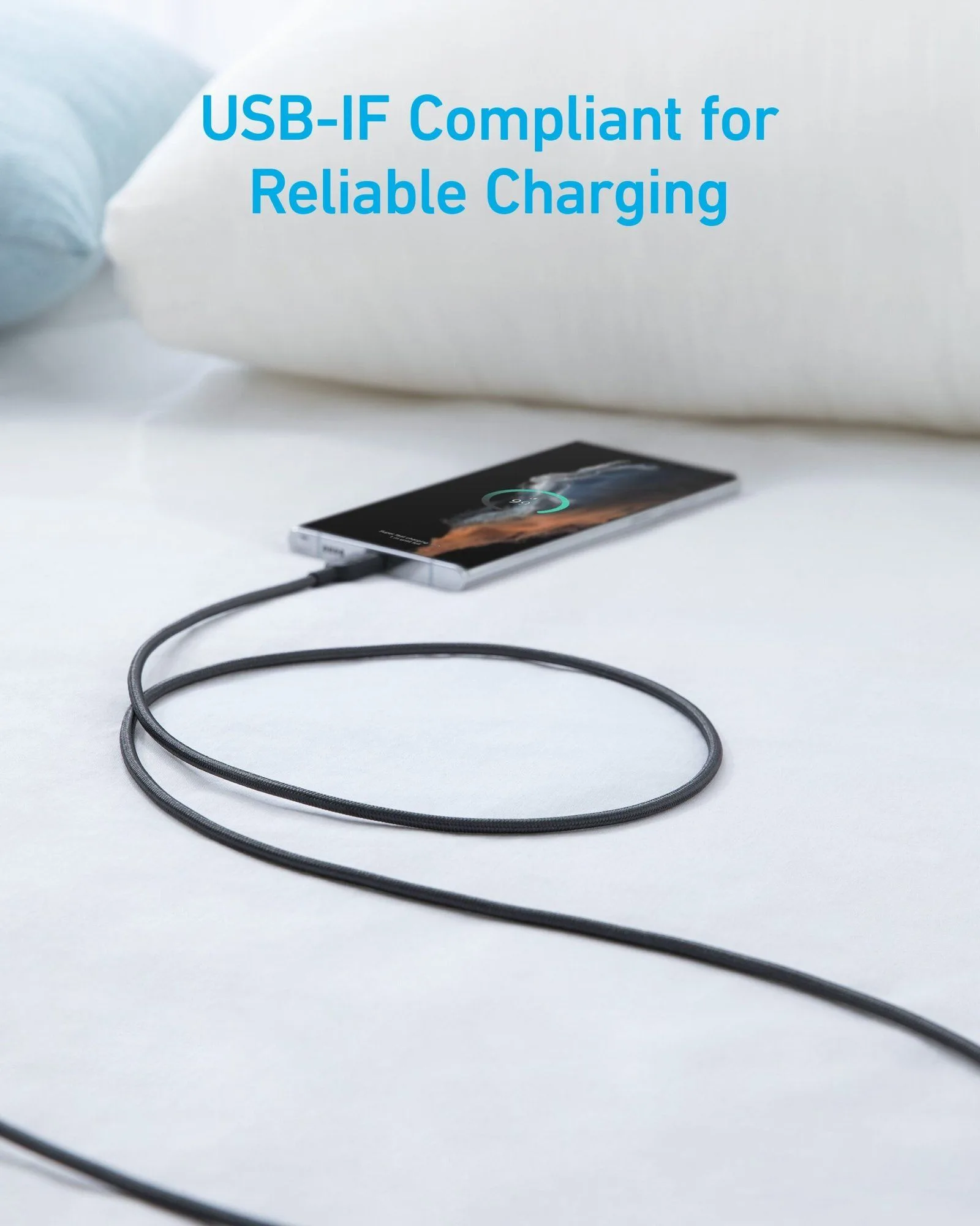 كابل Anker من USB-A إلى USB-C مجدول متين للشحن السريع - 1.8 متر