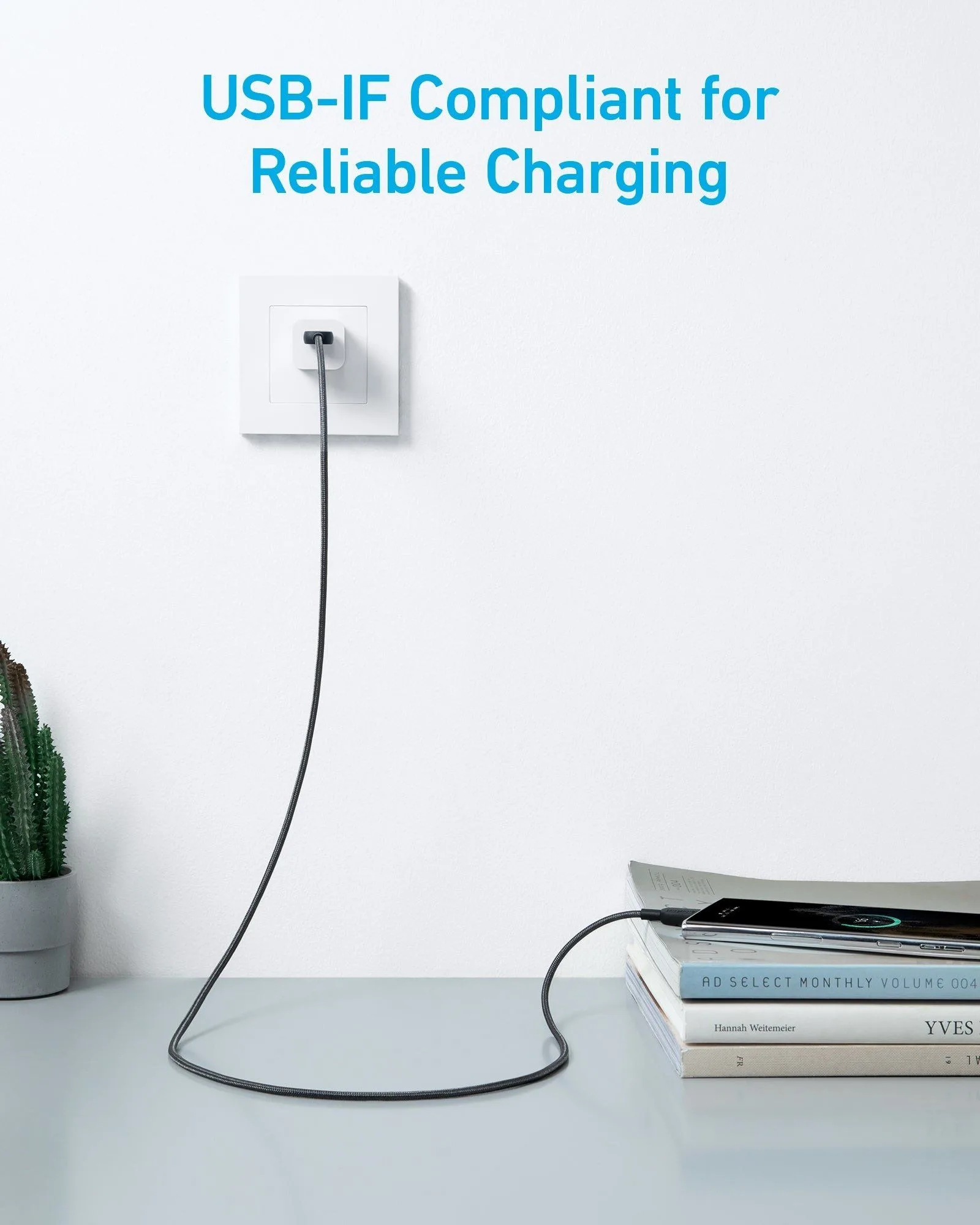 كابل Anker من USB-A إلى USB-C مجدول متين للشحن السريع - 1.8 متر