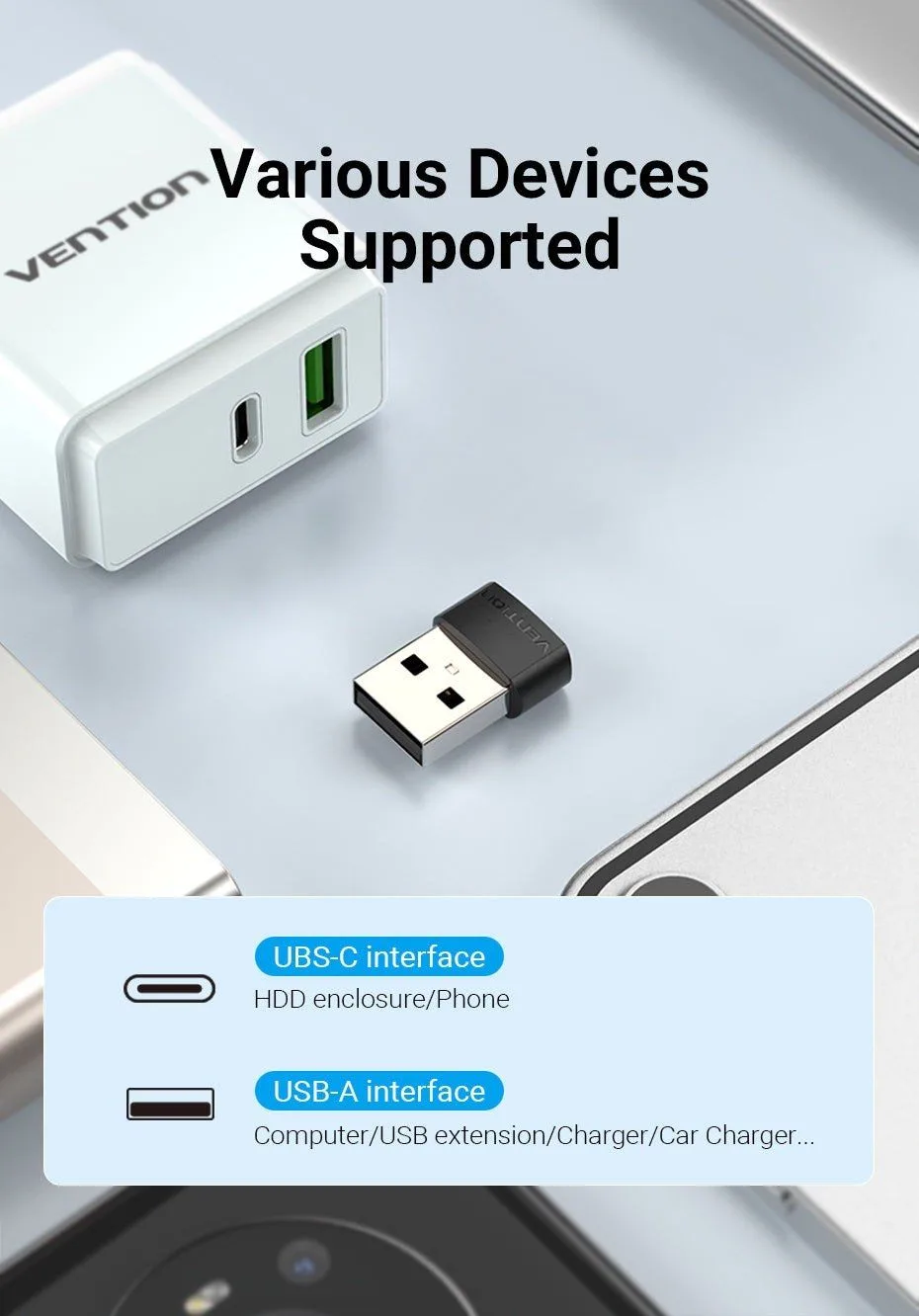 Vention USB-A 2.0 Male to USB-C Female Adapter - CDWB0