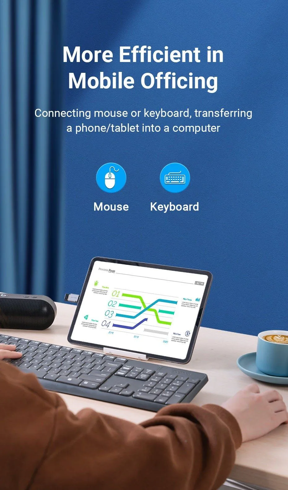 محوّل OTG من Vention من USB-C ذكر إلى USB-A 3.0 أنثى من الألمنيوم - رمادي - CDQH0