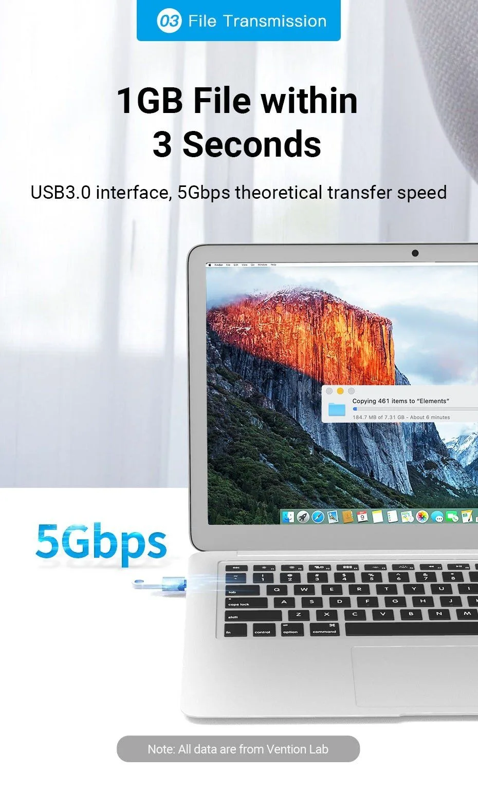 محوّل OTG من Vention من USB-C ذكر إلى USB-A 3.0 أنثى من الألمنيوم - رمادي - CDQH0