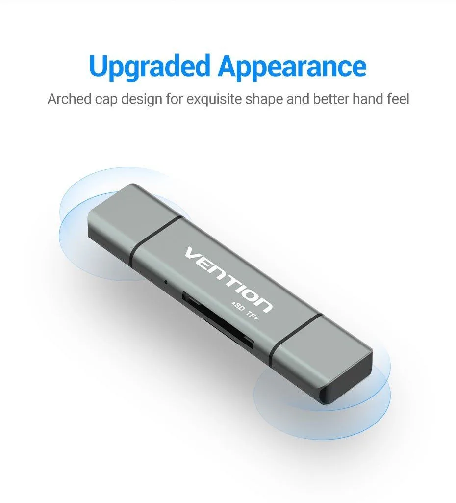 Vention USB-C / USB-A / Micro USB - Metal Card Reader - CCJH0