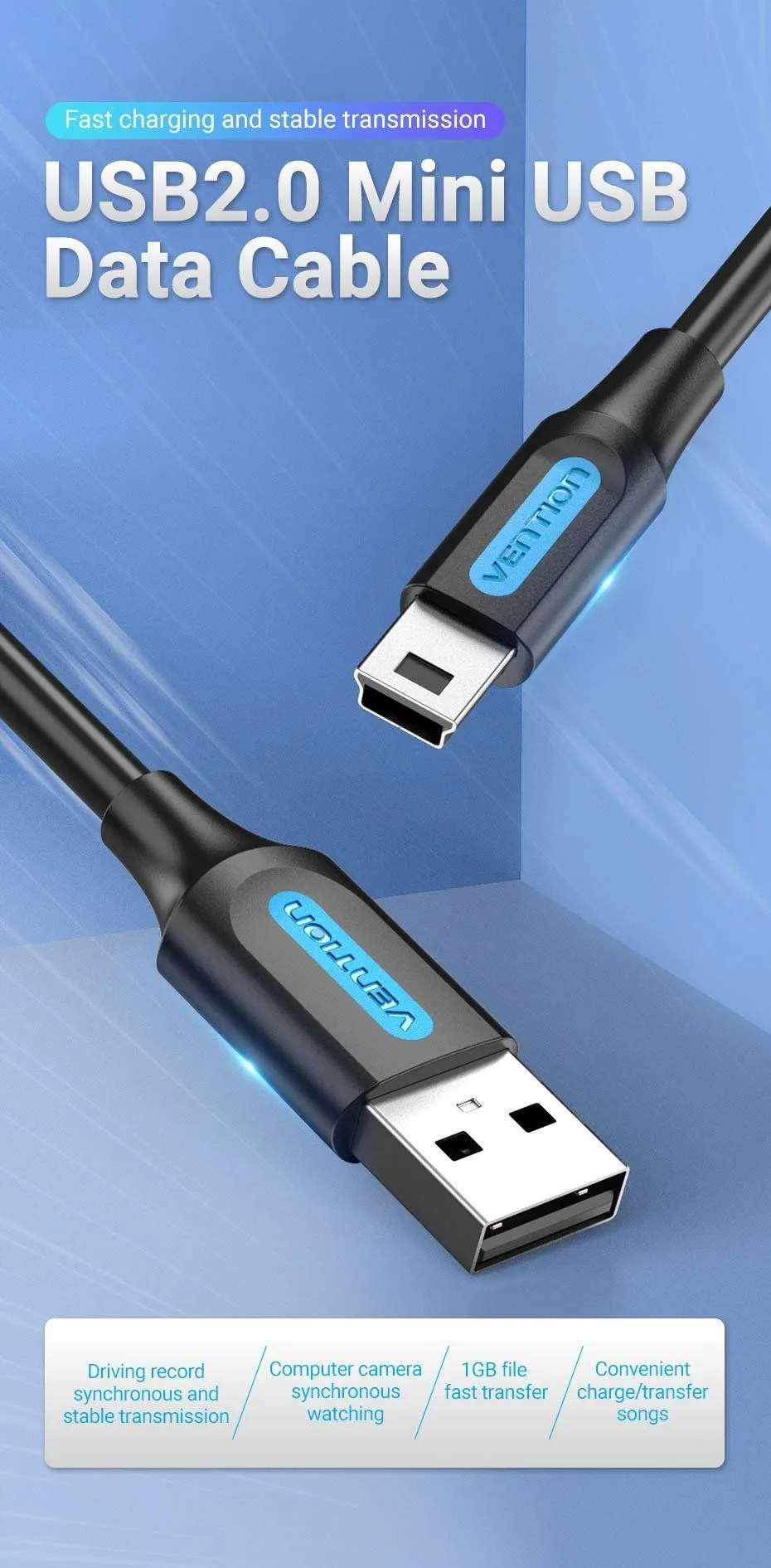 Vention USB-A 2.0 Male to Mini-B Male Cable PVC Type - COMBD