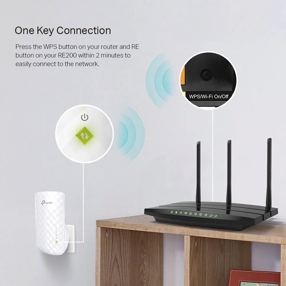 TP-Link AC750 Mesh Wi-Fi Range Extender - RE200