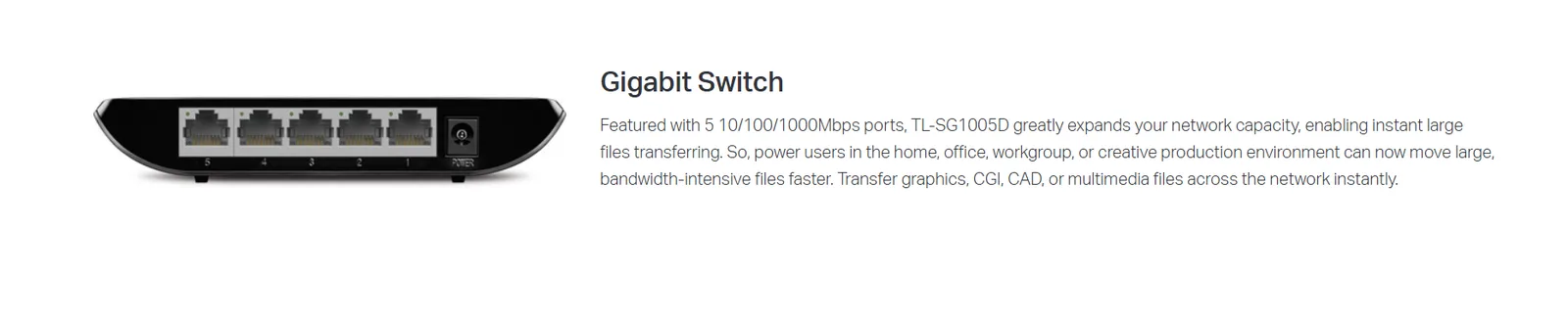 TP-Link 5-Port Gigabit Desktop Switch - TL-SG1005D
