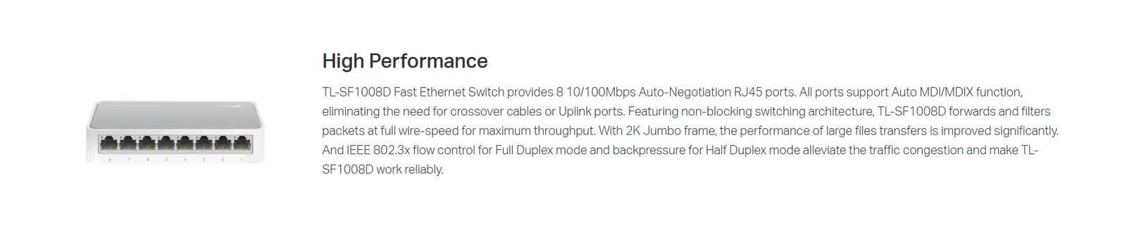 TP-Link 8-Port 10/100Mbps Desktop Switch - TL-SF1008D