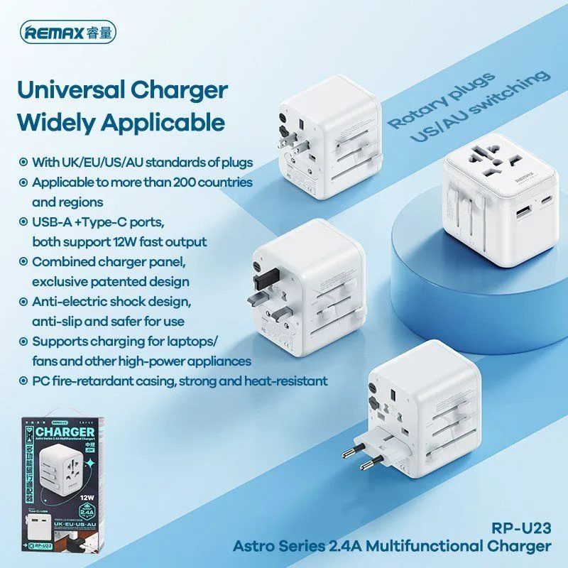 Remax 2.4A Universal Travel Charger Adaptor 12W