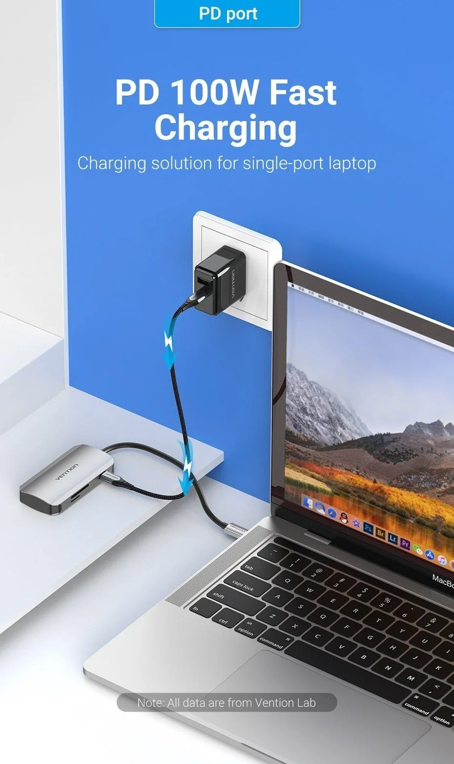 موزّع USB-C من Vention بستة منافذ 6 في 1 - TNHHB