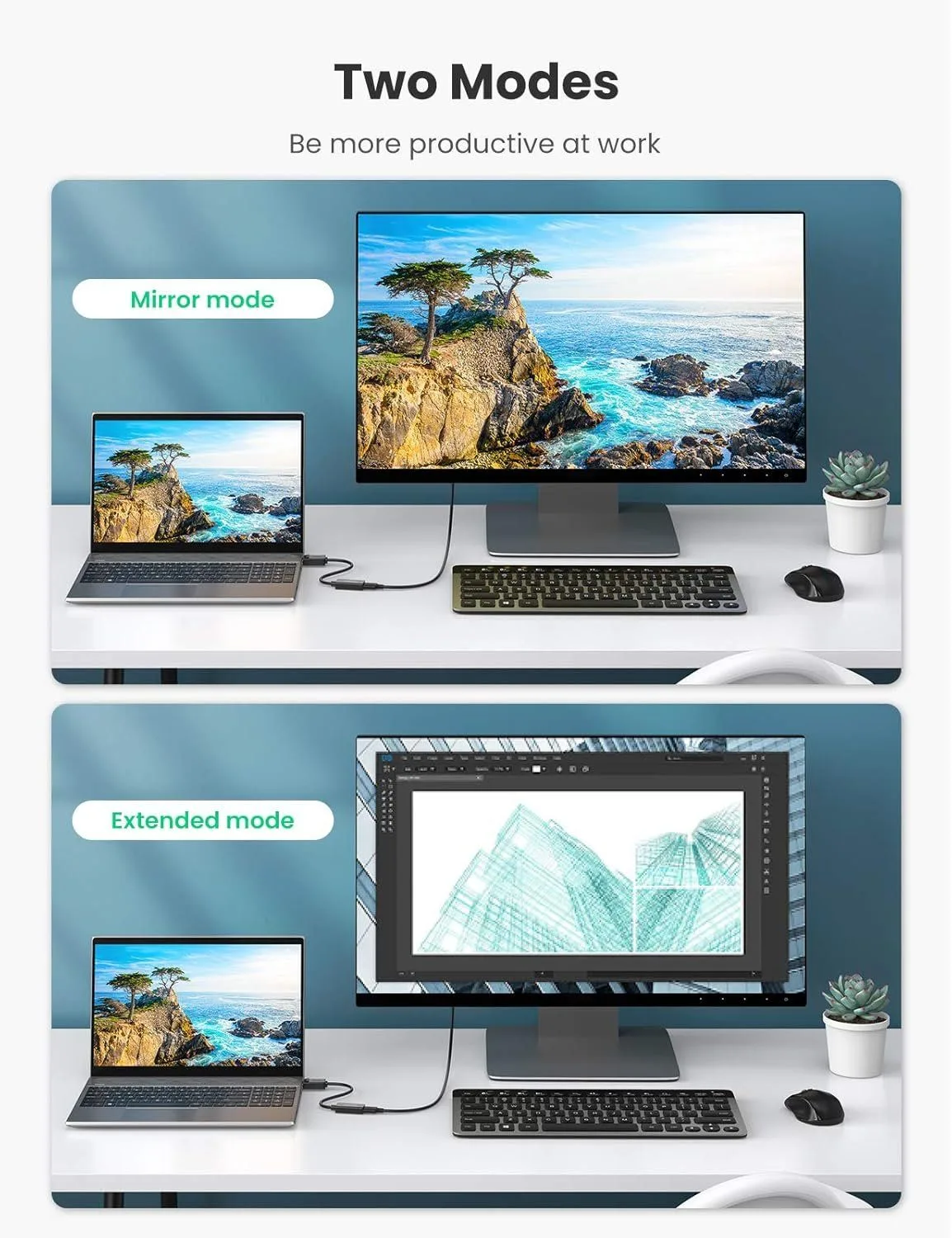 محوّل UGREEN من DisplayPort إلى HDMI بدقة 4K@60Hz - 70694