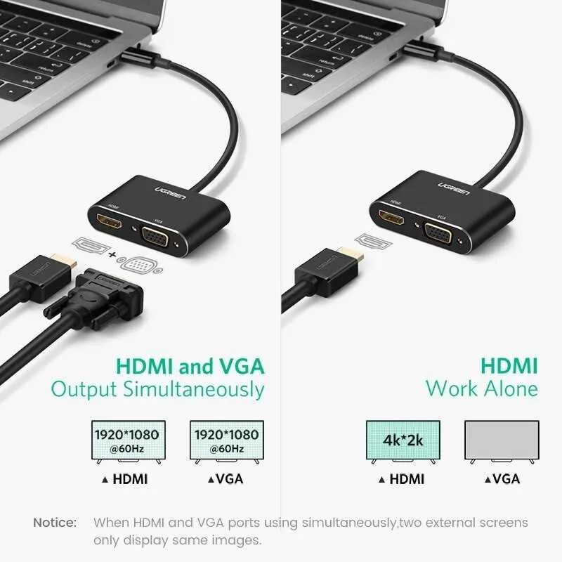 محوّل UGREEN من USB 3.0 إلى HDMI وVGA - 20518