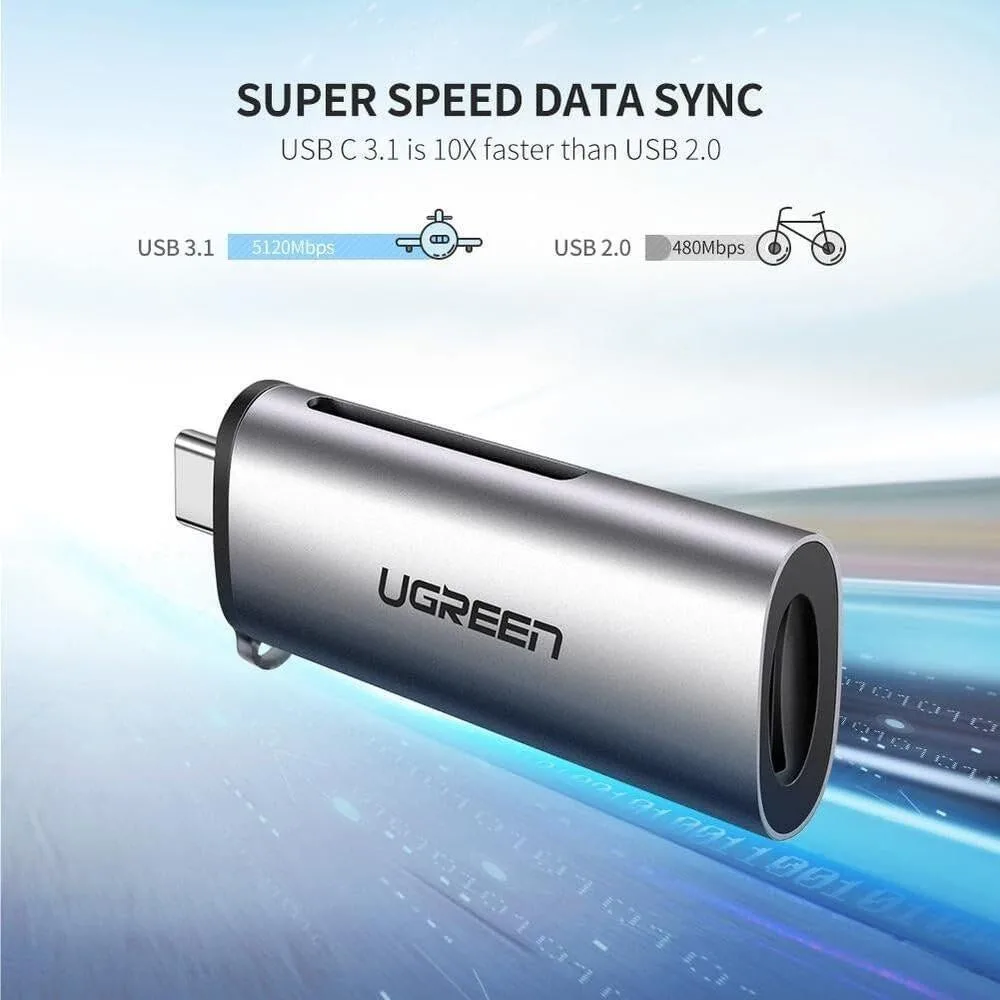 قارئ بطاقات UGREEN بمنفذ USB-C (TF/SD) - 50704