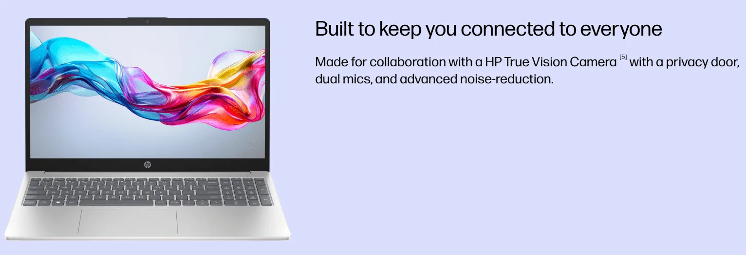 لابتوب HP 15-fd0144ne بمعالج Intel Core i7 الجيل 13، رام 16GB، SSD NVMe سعة 512GB، شاشة 15.6 بوصة FHD