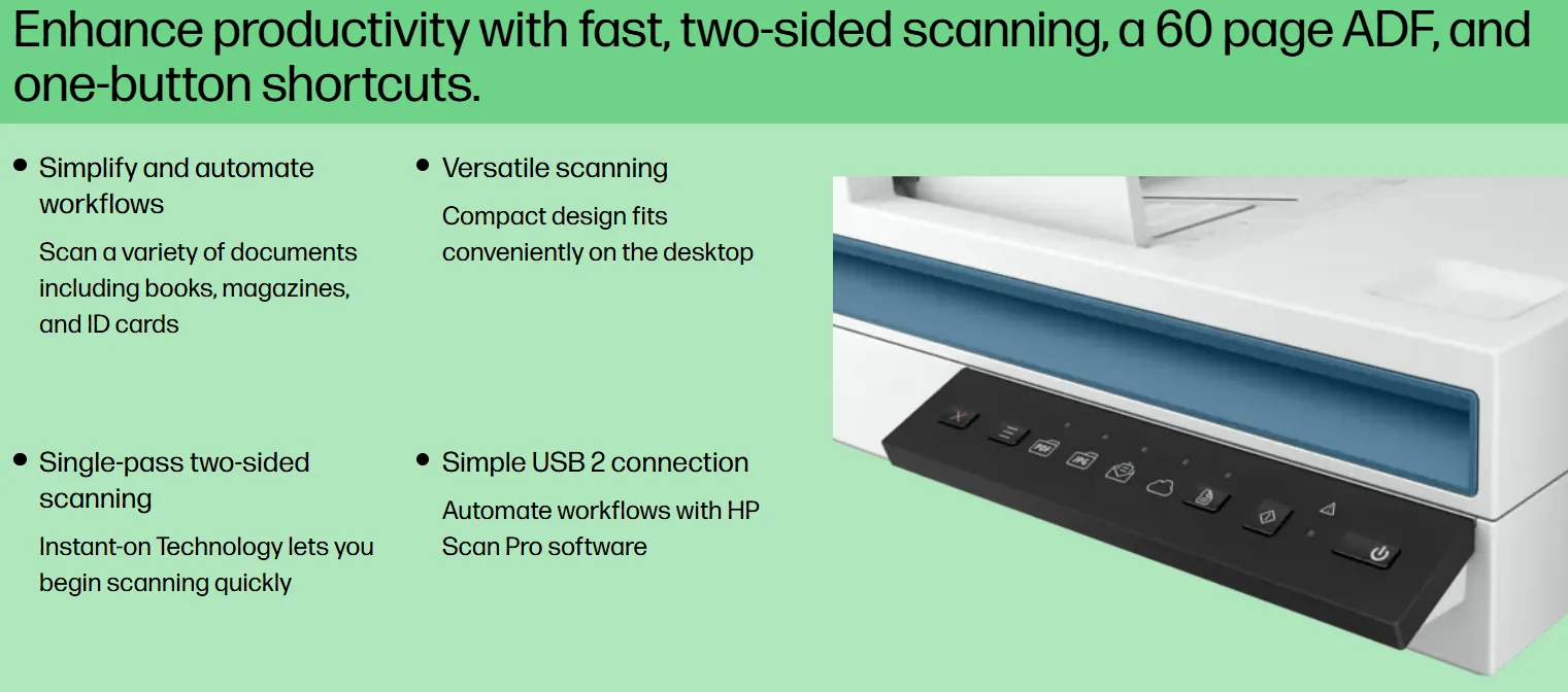 HP Scanjet Pro 2600 F1 Flatbed & ADF A4 Scanner – 20G05A