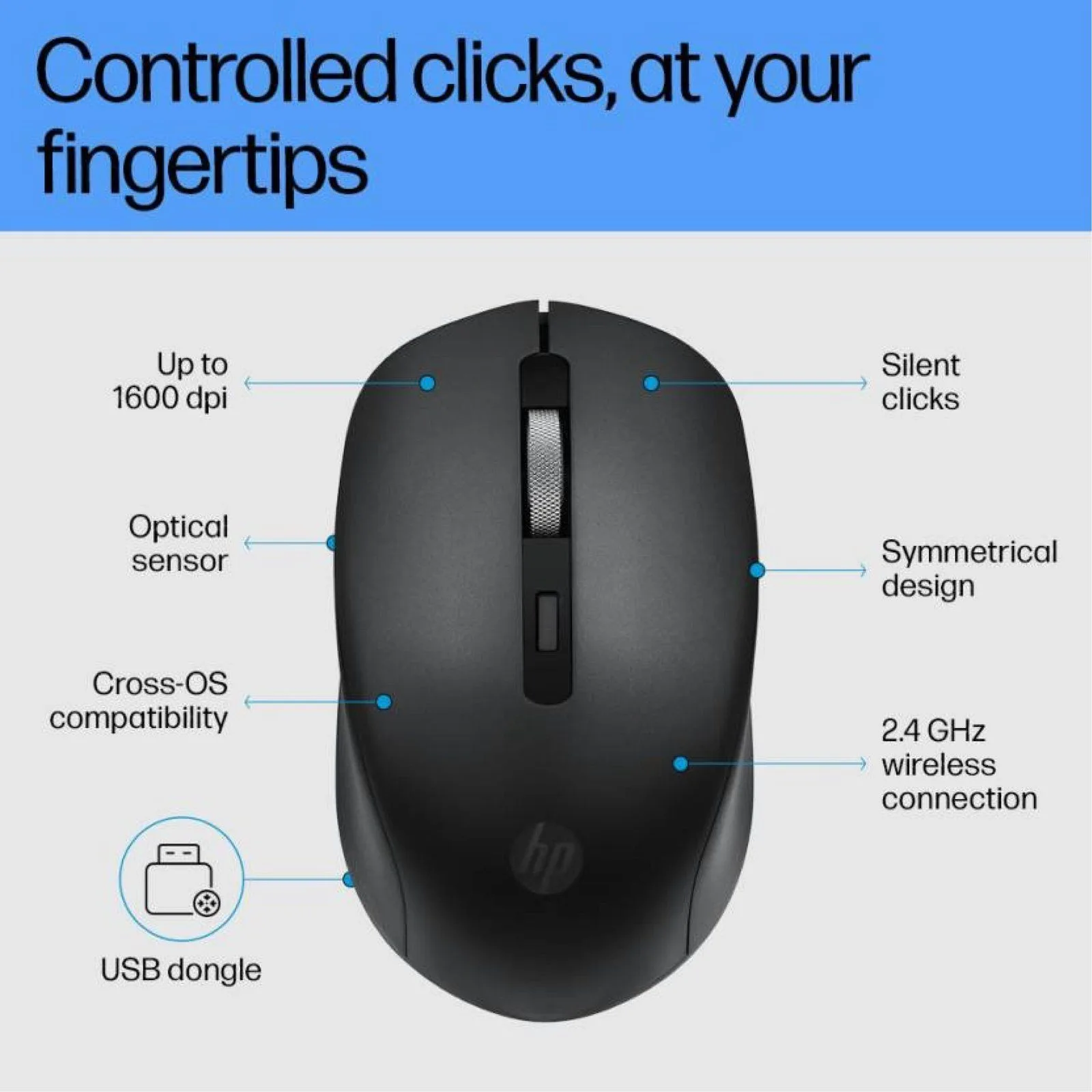 ماوس لاسلكي صامت HP S1000 Plus