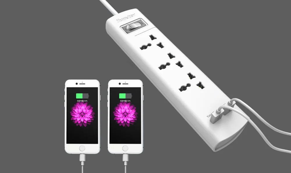Huntkey SZM307 UK Power Strip 3-Universal Socket 10A, 2 USB-A – 1.5m Length