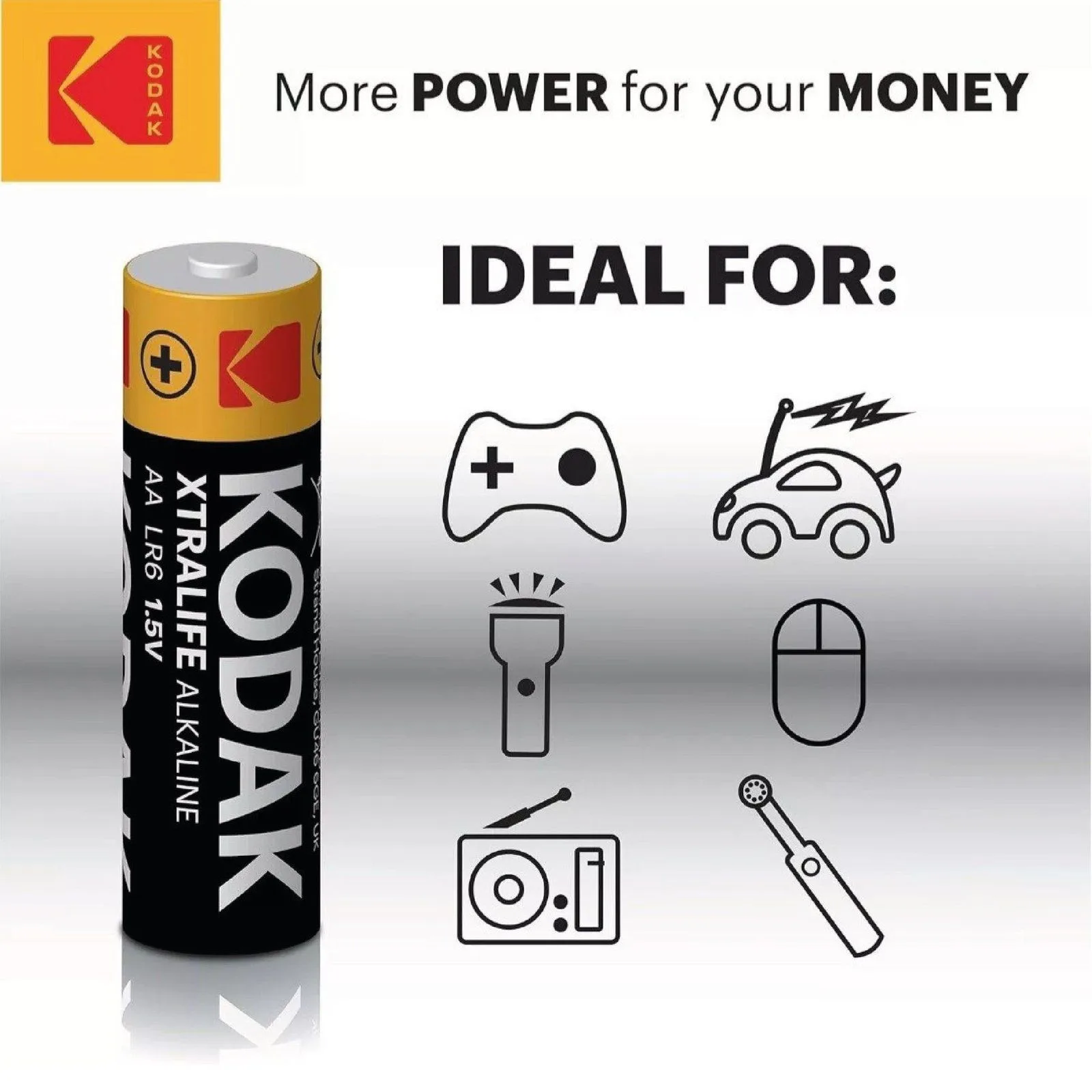 بطاريات KODAK XTRALIFE قلوية حجم AA بجهد 1.5 فولت - عبوة قطعتين