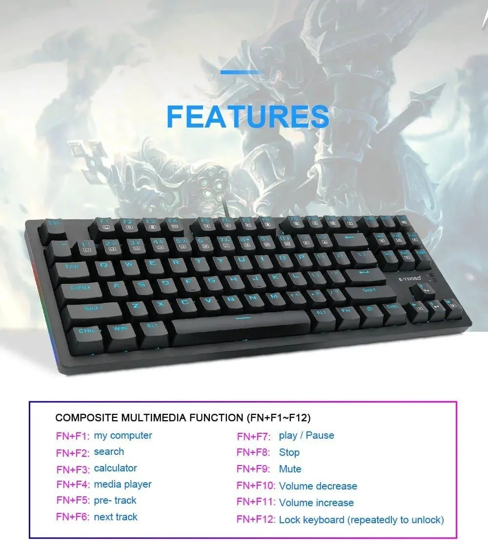 طقم ألعاب E-YOOSO Z-737 - مفاتيح Blue Switch