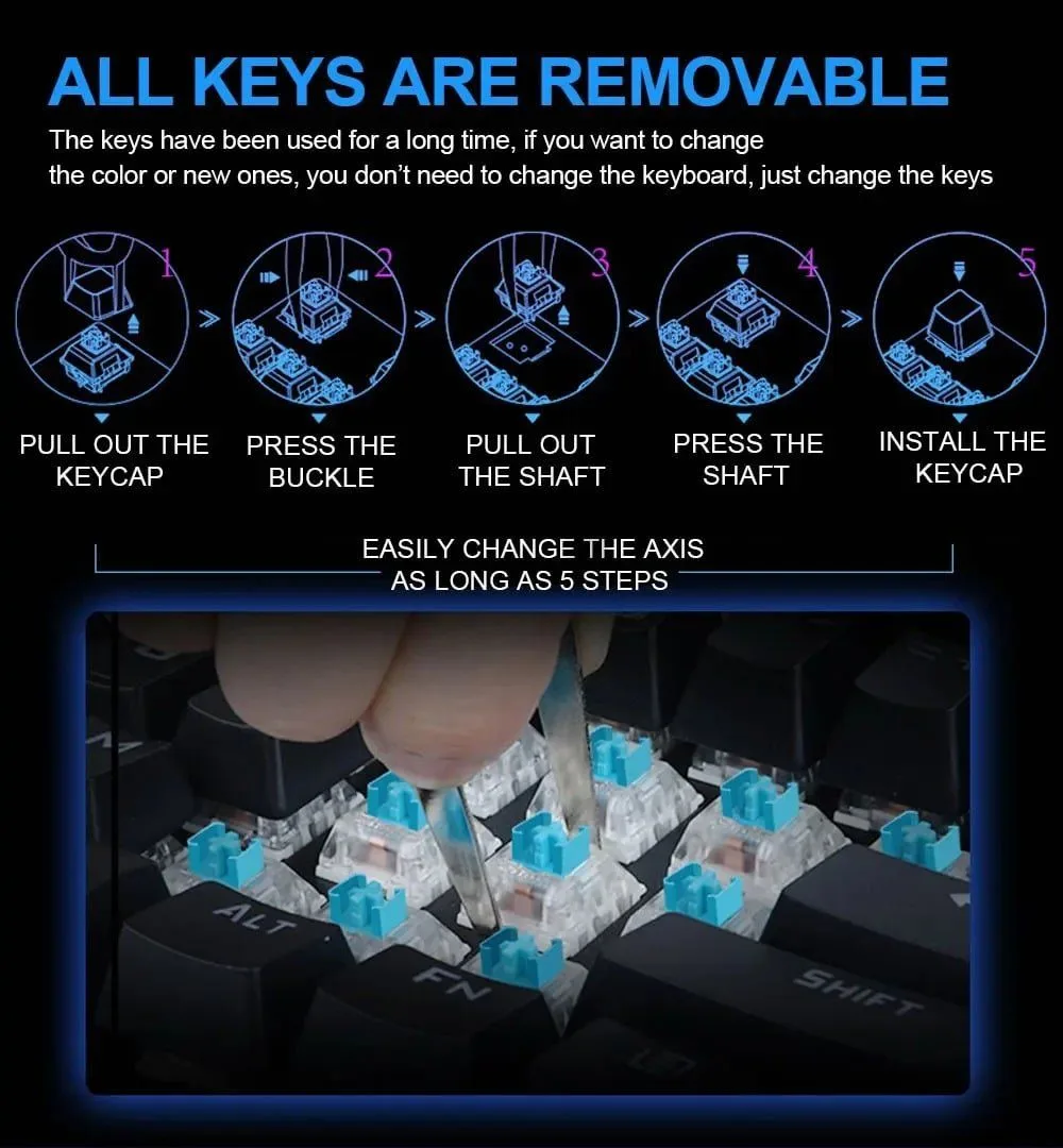 طقم ألعاب E-YOOSO Z-737 - مفاتيح Blue Switch