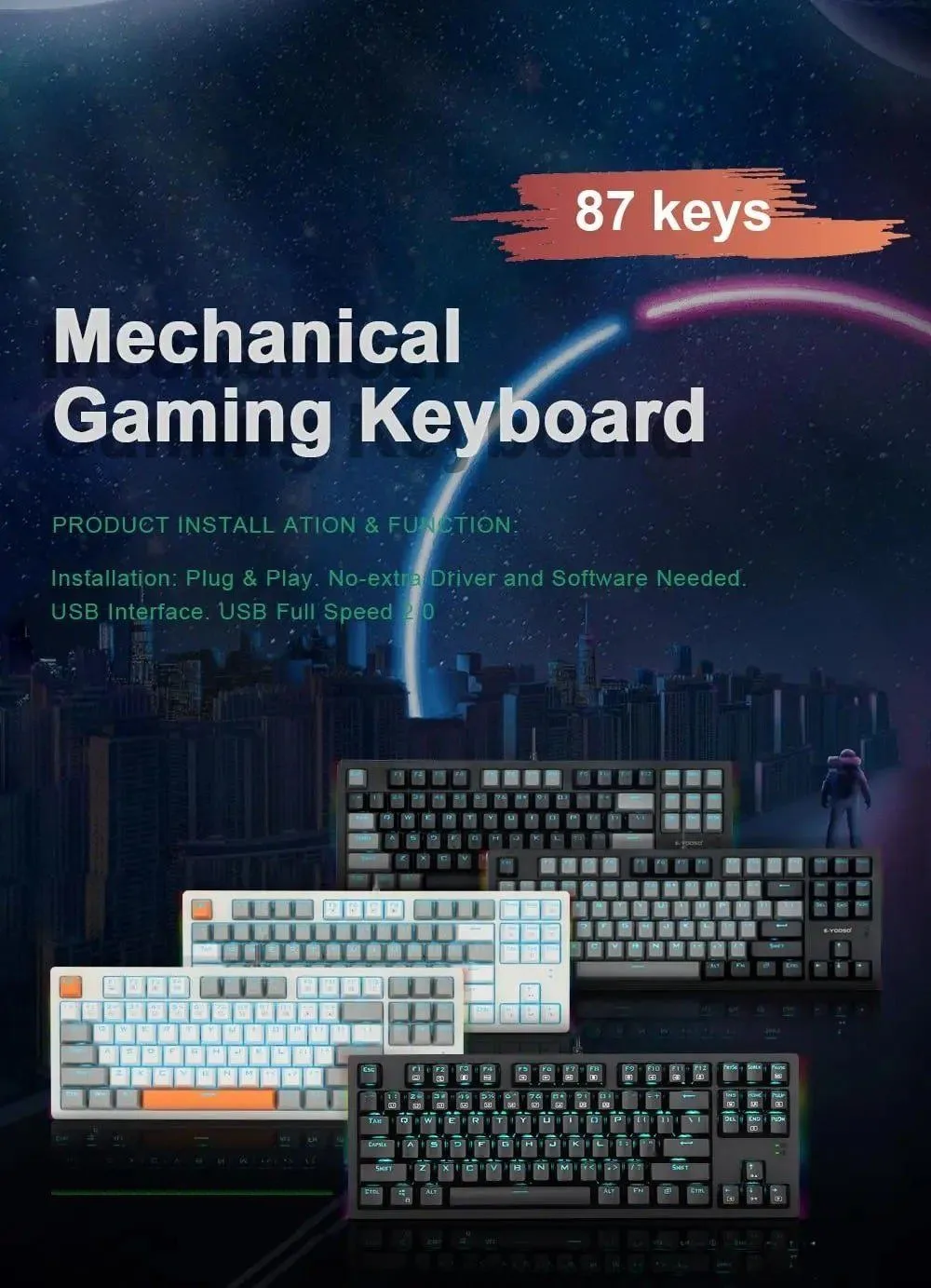 كيبورد ألعاب E-YOOSO K-620 - مفاتيح Blue Switch