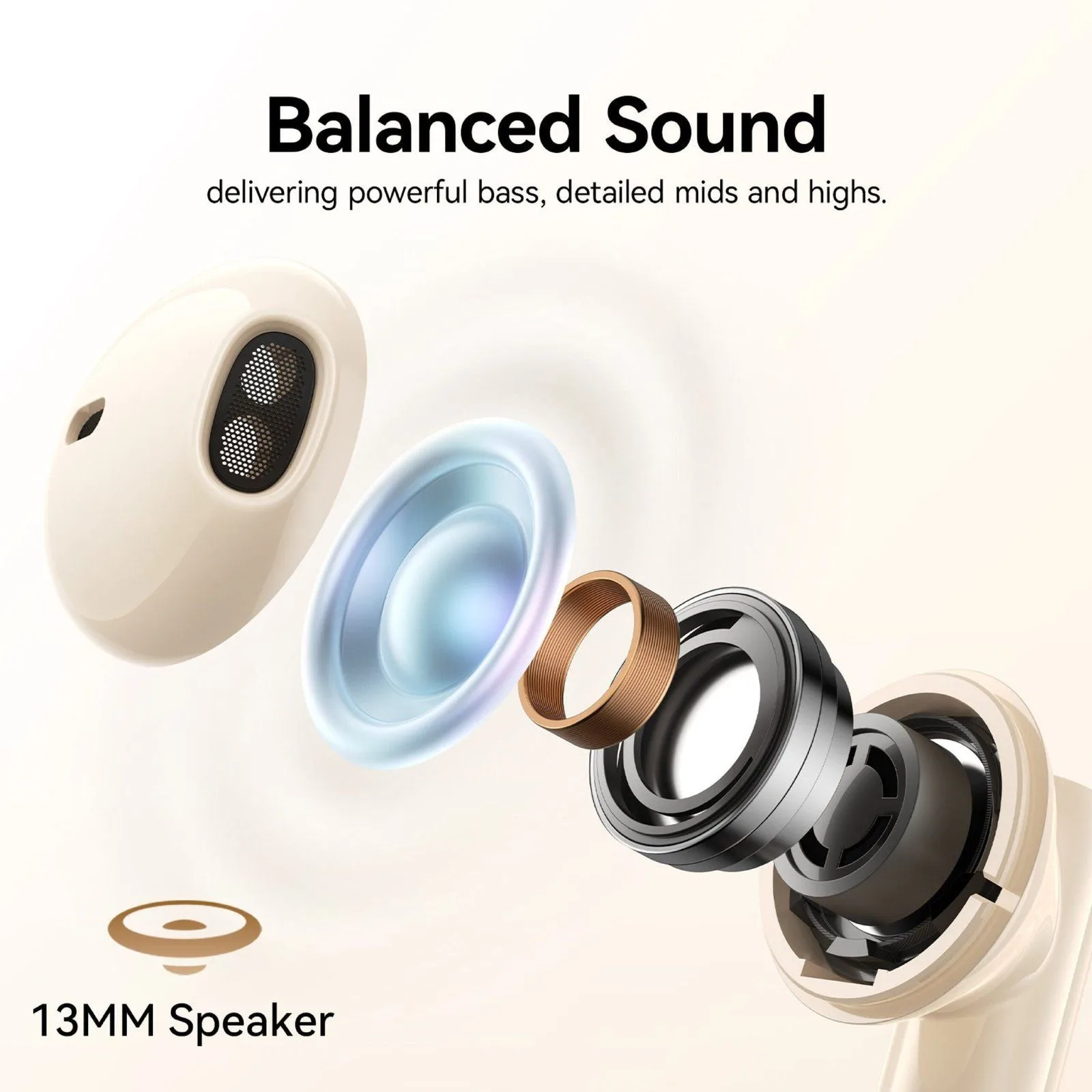 Joyroom Jpods PB3 ENC True Wireless Bluetooth Earbuds - Beige