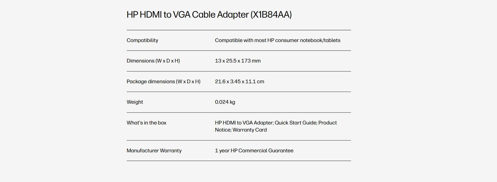 HP HDMI to VGA Adapter