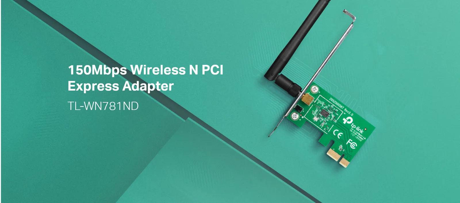 كرت شبكة لاسلكي TP-Link TL-WN781ND بمنفذ PCI Express بسرعة 150 ميجابت/ث
