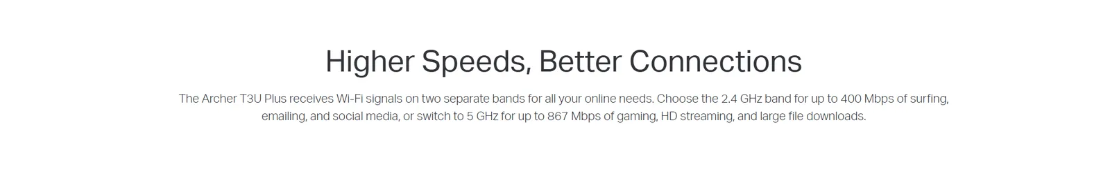 محوّل USB لاسلكي ثنائي النطاق TP-Link Archer T3U Plus بهوائي عالي الكسب AC1300