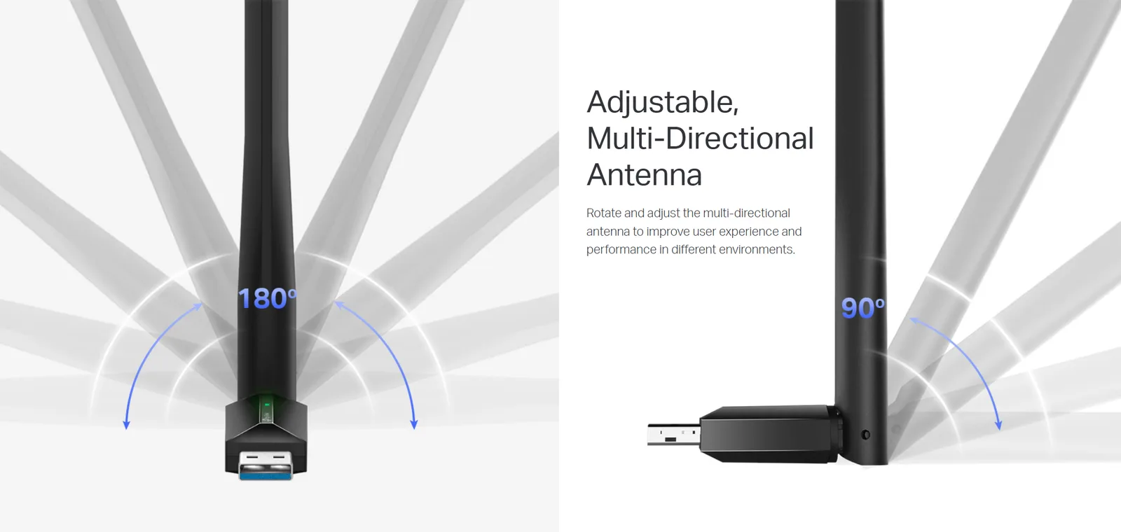 محوّل USB لاسلكي ثنائي النطاق TP-Link Archer T3U Plus بهوائي عالي الكسب AC1300