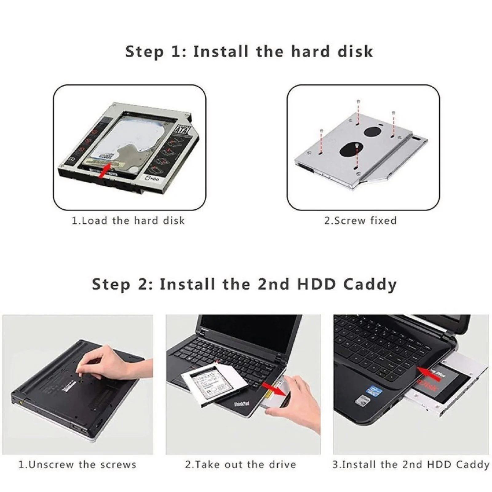 كادي هارد ديسك/SSD للابتوب بسماكة 9.5 ملم بدل محرك الأقراص - 2.5 بوصة SATA