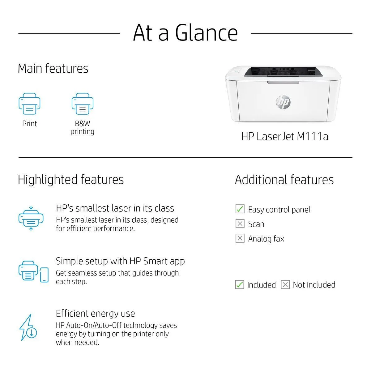 HP LaserJet M111A Mono Small Office A4 Printer - 7MD67A