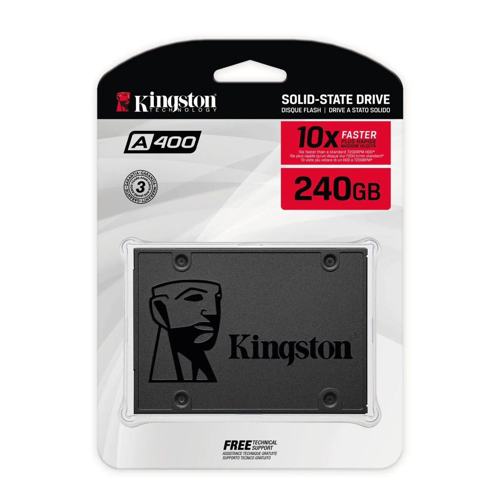 قرص SSD داخلي Kingston A400 سعة 240GB بواجهة SATA 3 مقاس 2.5 بوصة