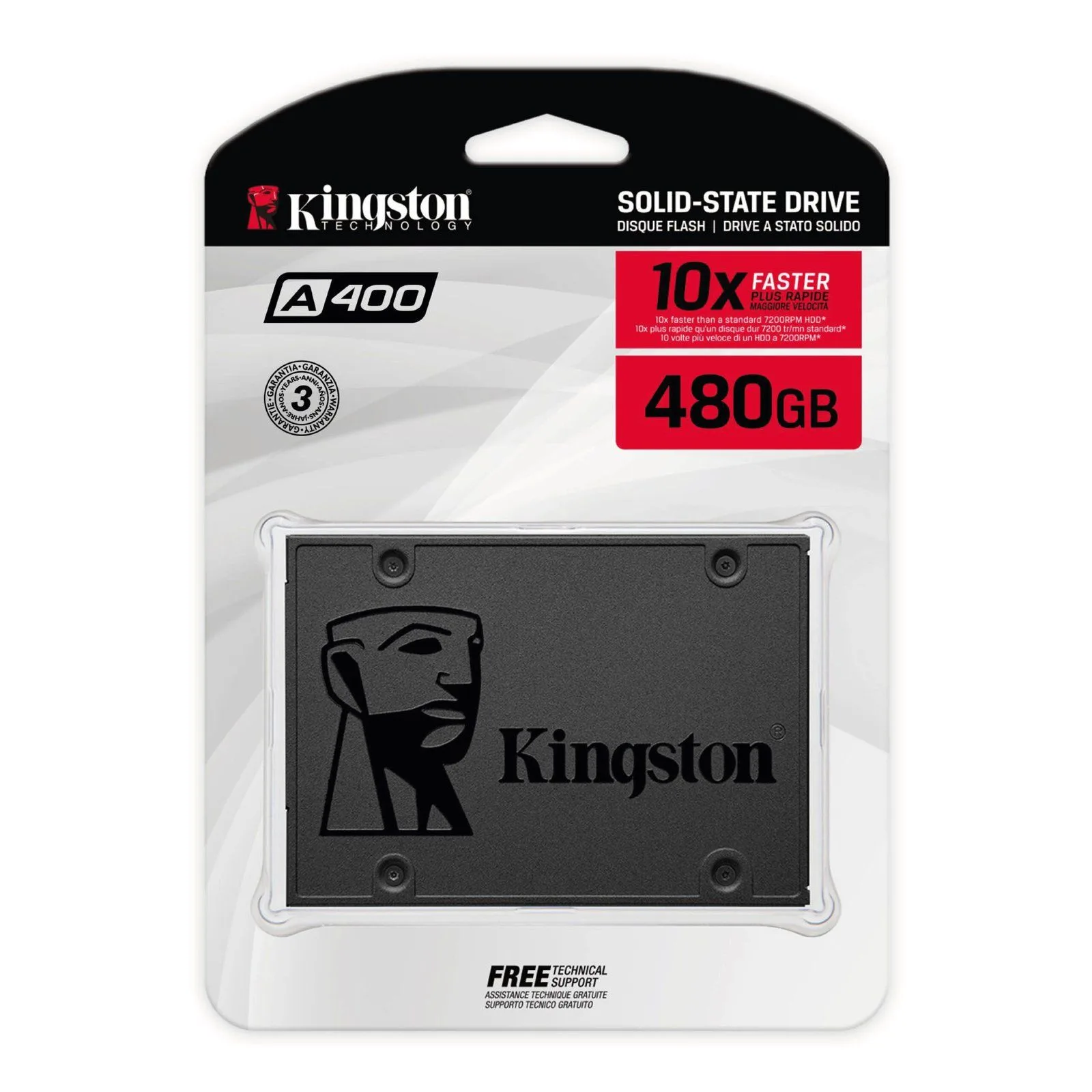 قرص SSD داخلي Kingston A400 سعة 480GB بواجهة SATA 3 مقاس 2.5 بوصة