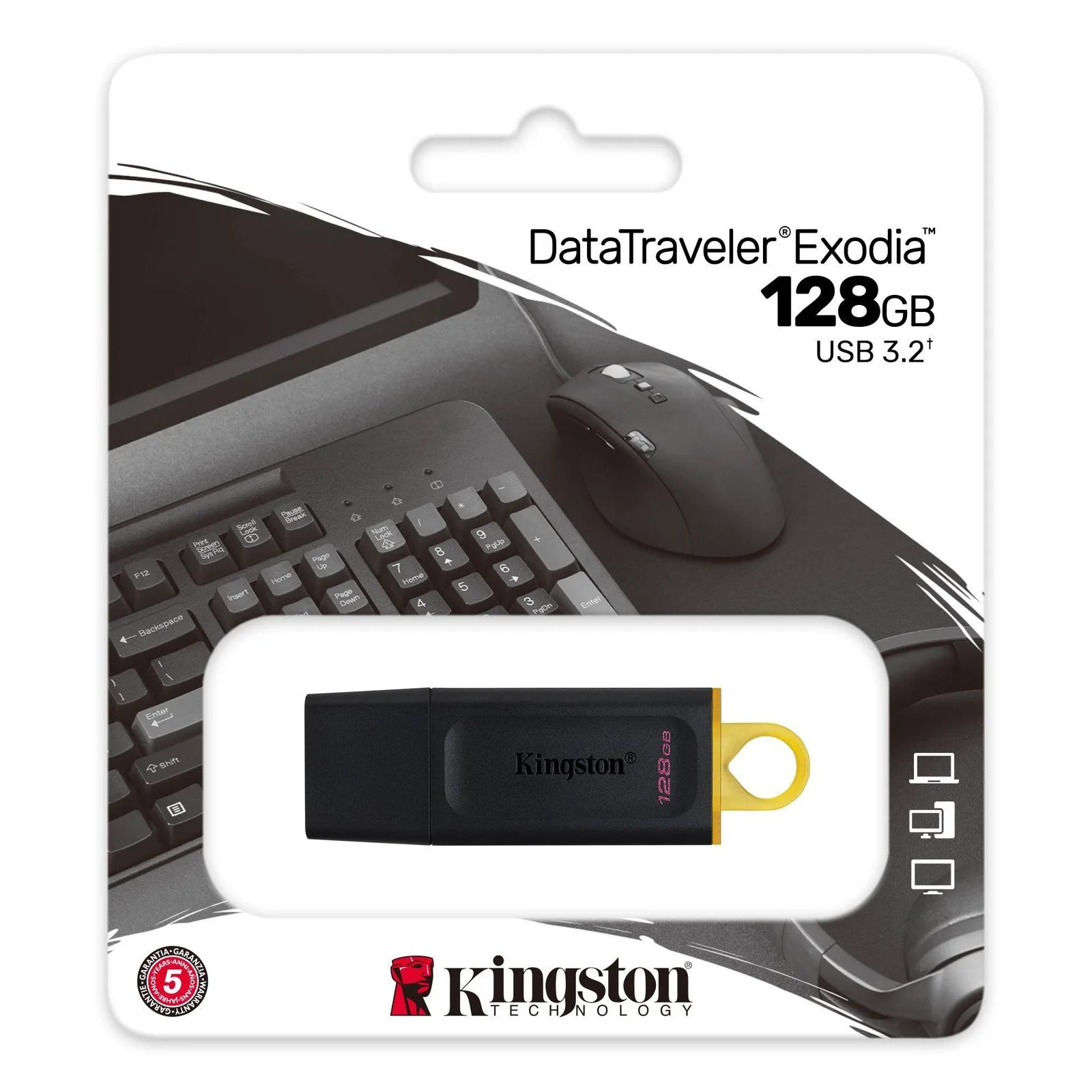 فلاشة Kingston DataTraveler Exodia سعة 128GB بمنفذ USB-A 3.2
