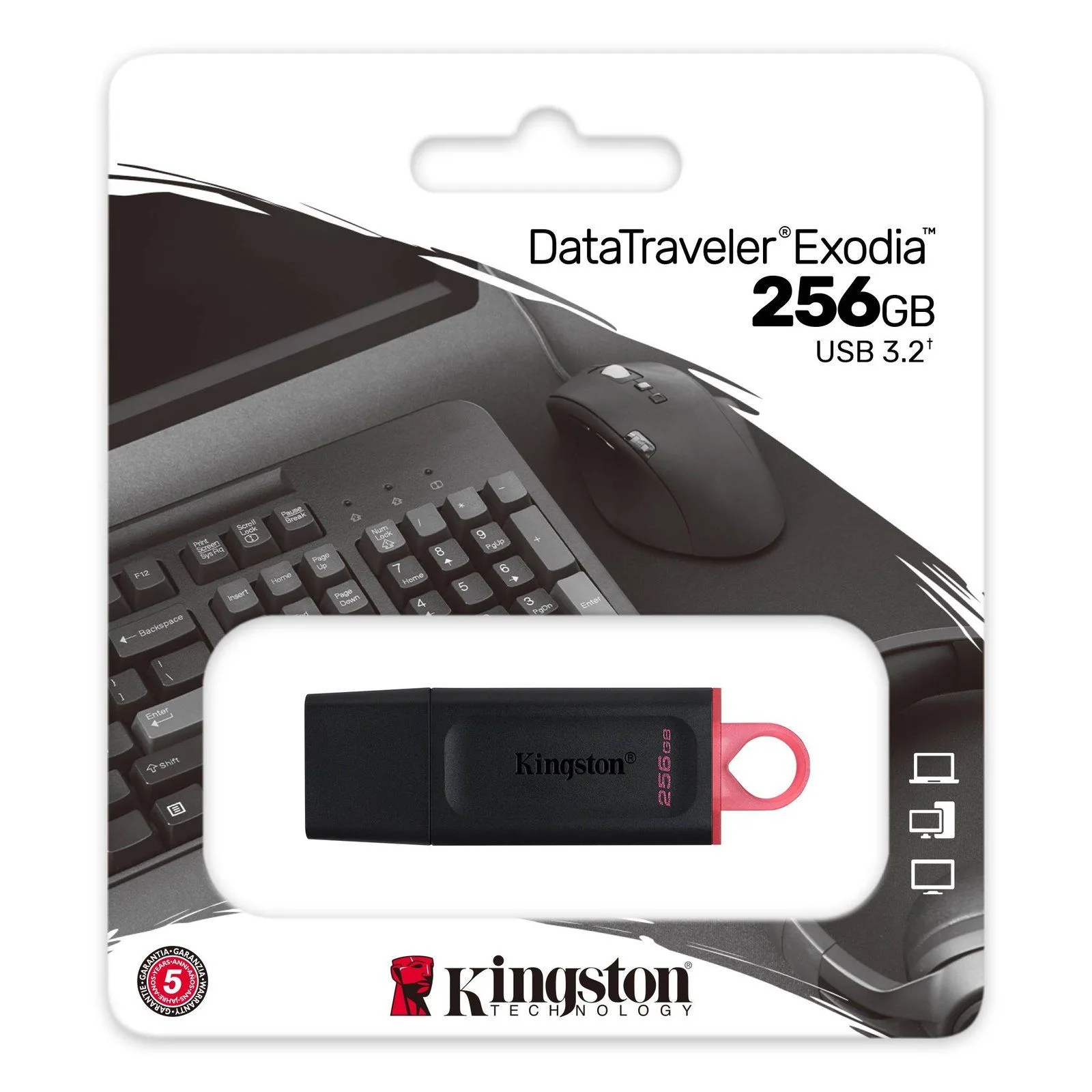 فلاشة Kingston DataTraveler Exodia سعة 256GB بمنفذ USB-A 3.2