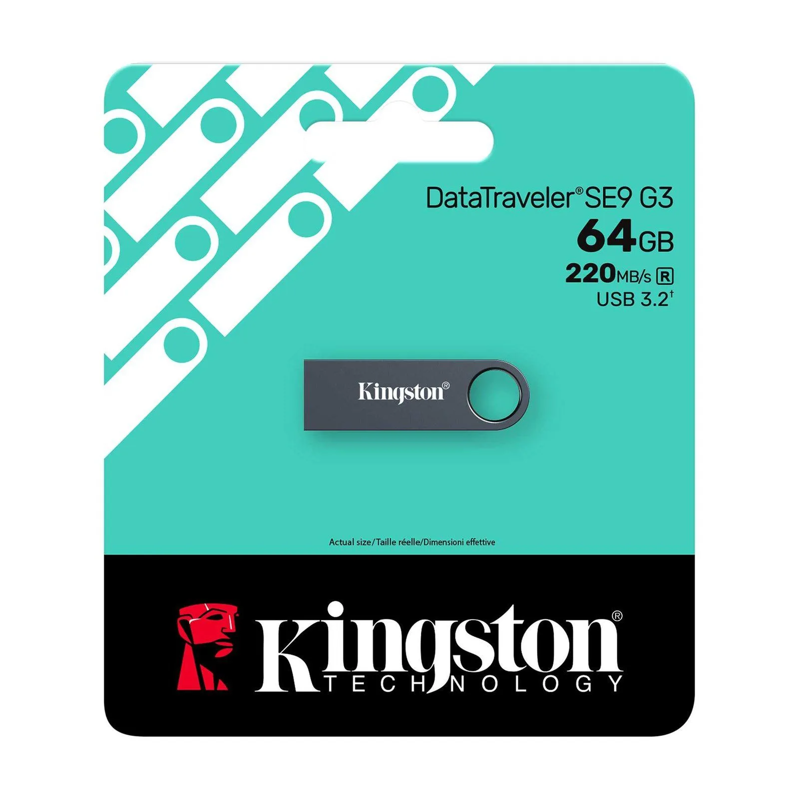 فلاشة Kingston DataTraveler SE9 G3 سعة 64GB بمنفذ USB-A 3.2 - نيكل داكن