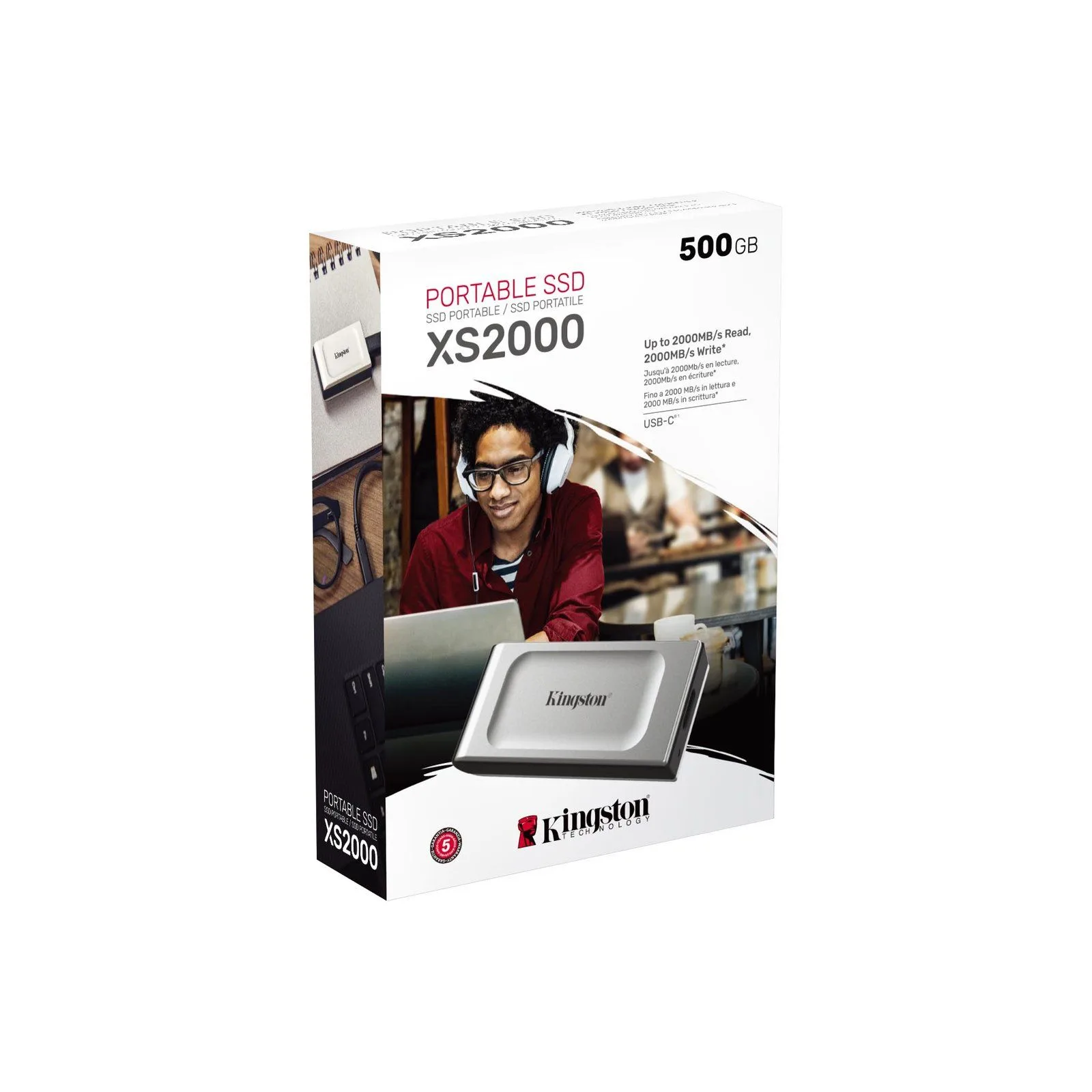 قرص SSD خارجي Kingston XS2000 سعة 500GB بحجم الجيب USB 3.2 Gen 2 Type-C